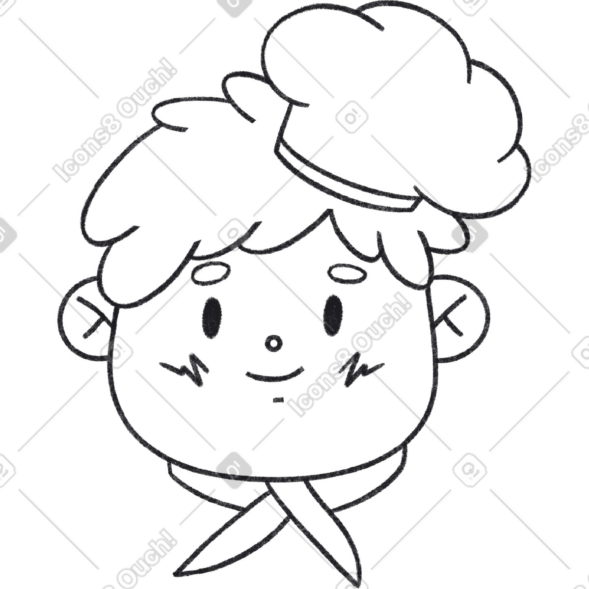 下载 Bonbon Line 风格的 Man in the chef's hat 插画，支持 PNG、SVG 格式