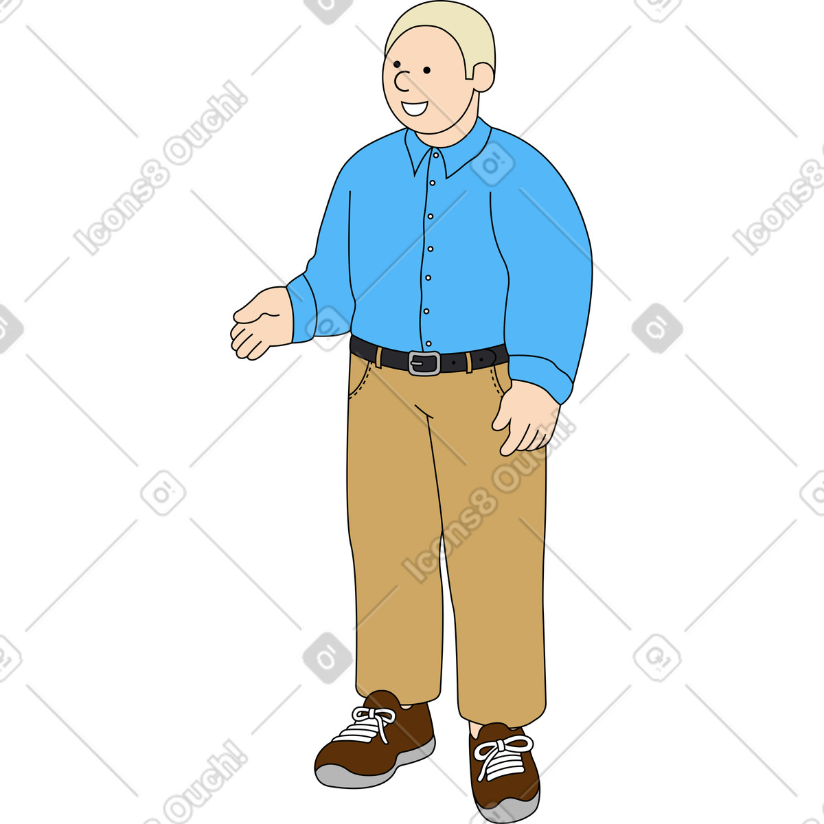 Young man extending his hand illustration in Kindy style download in PNG, SVG