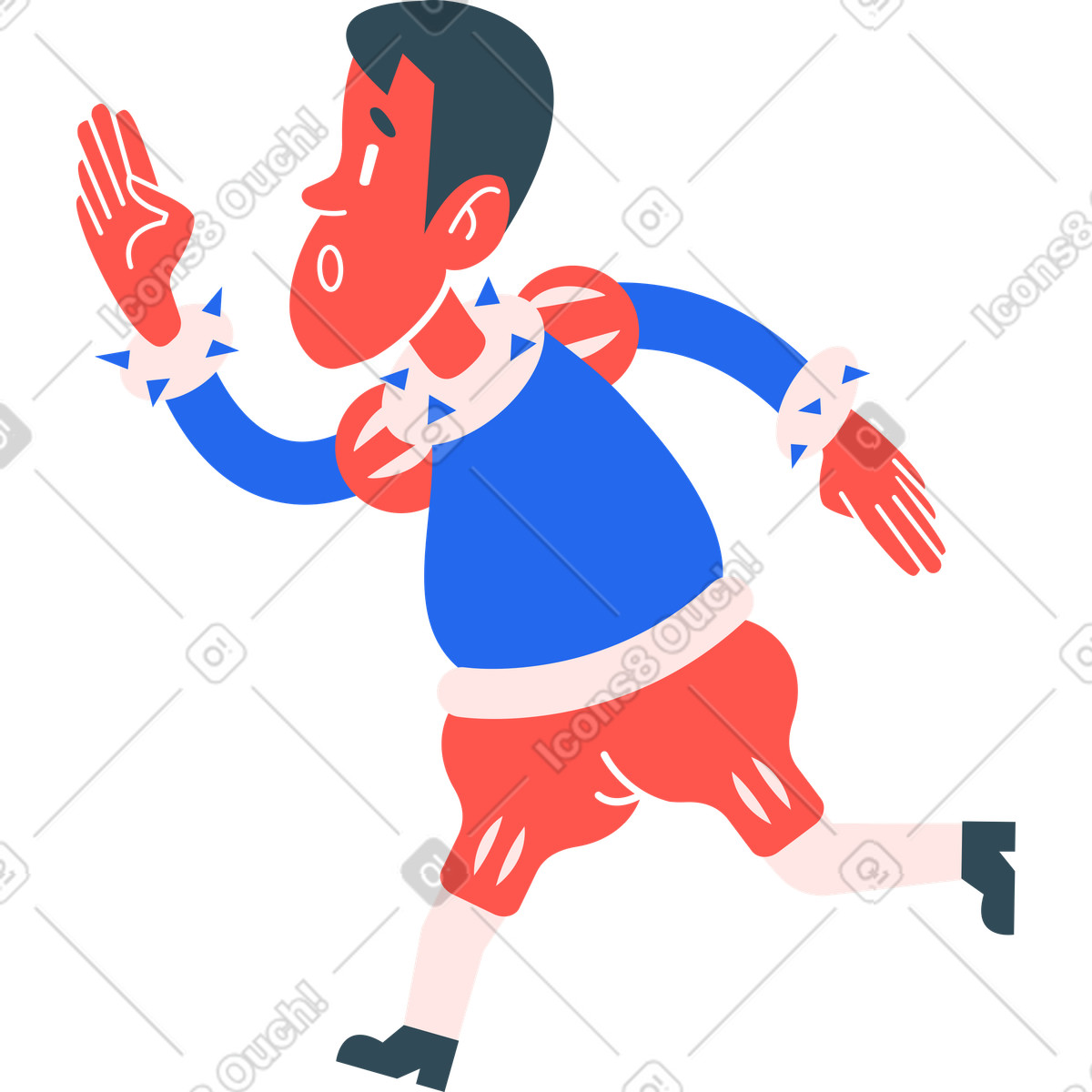 Junge rennt-Illustration im Kingdom-Stil als Download in PNG, SVG