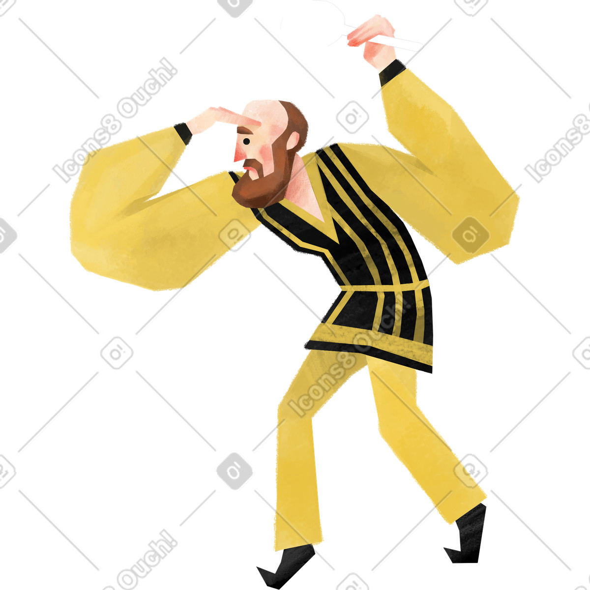 Ilustración Searching person with beard and yellow-colored outfit en estilo Family a descargar en PNG y SVG