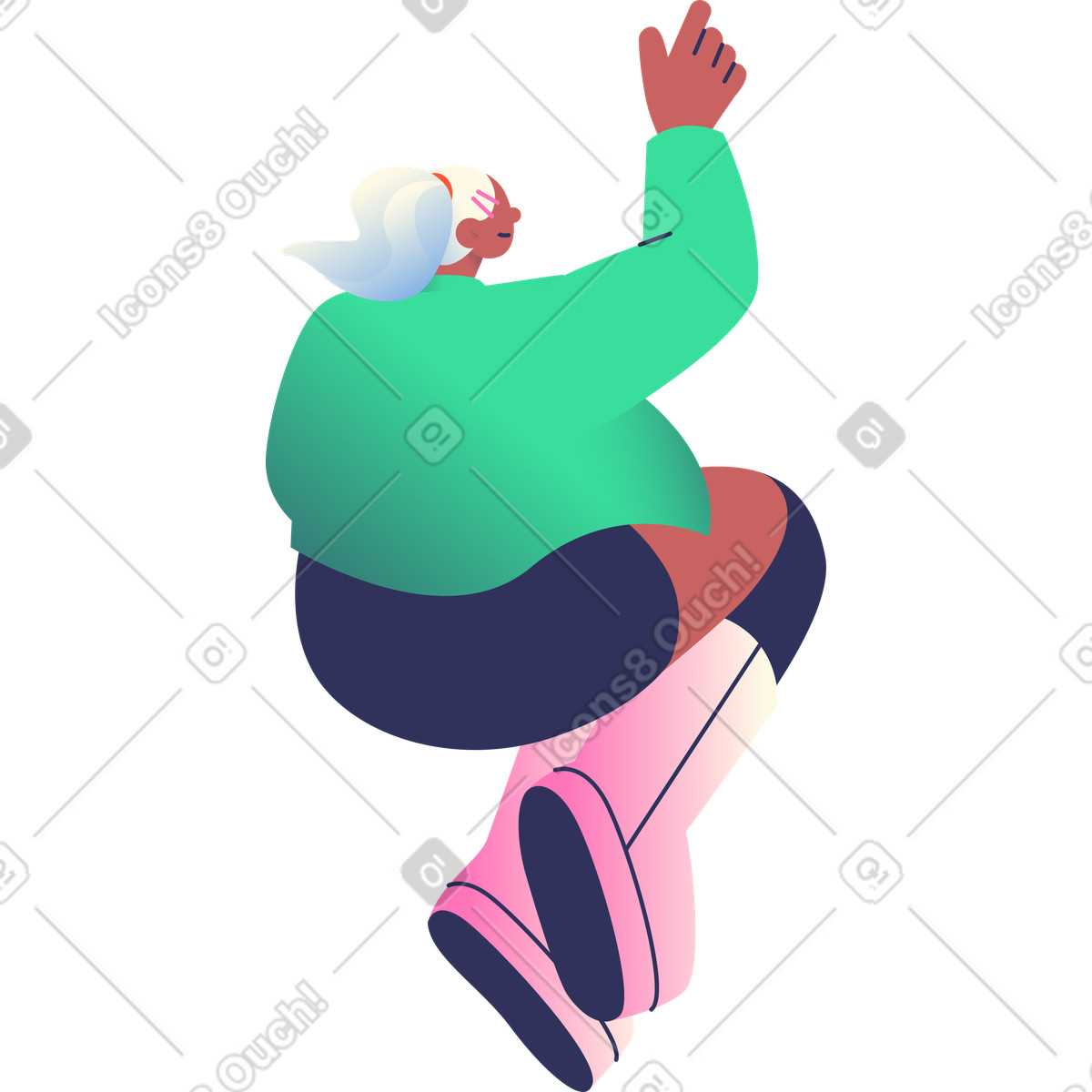 Young woman illustration in Beam style download in PNG, SVG