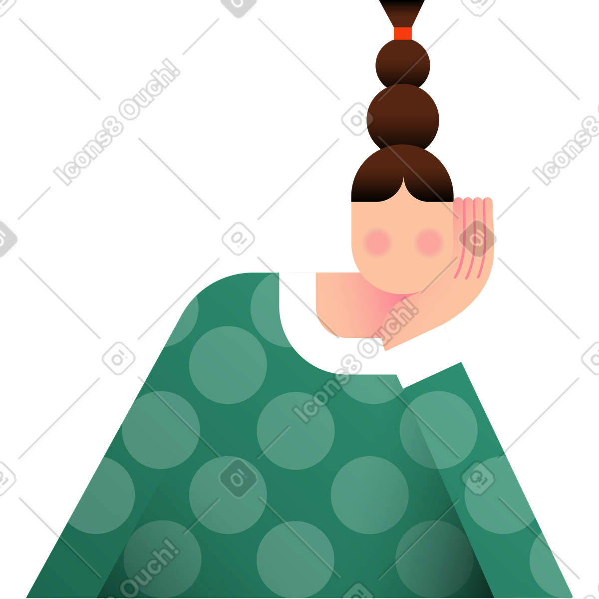 Ilustración La niña se sienta con mano sosteniendo cabeza en estilo Wavy a descargar en PNG y SVG