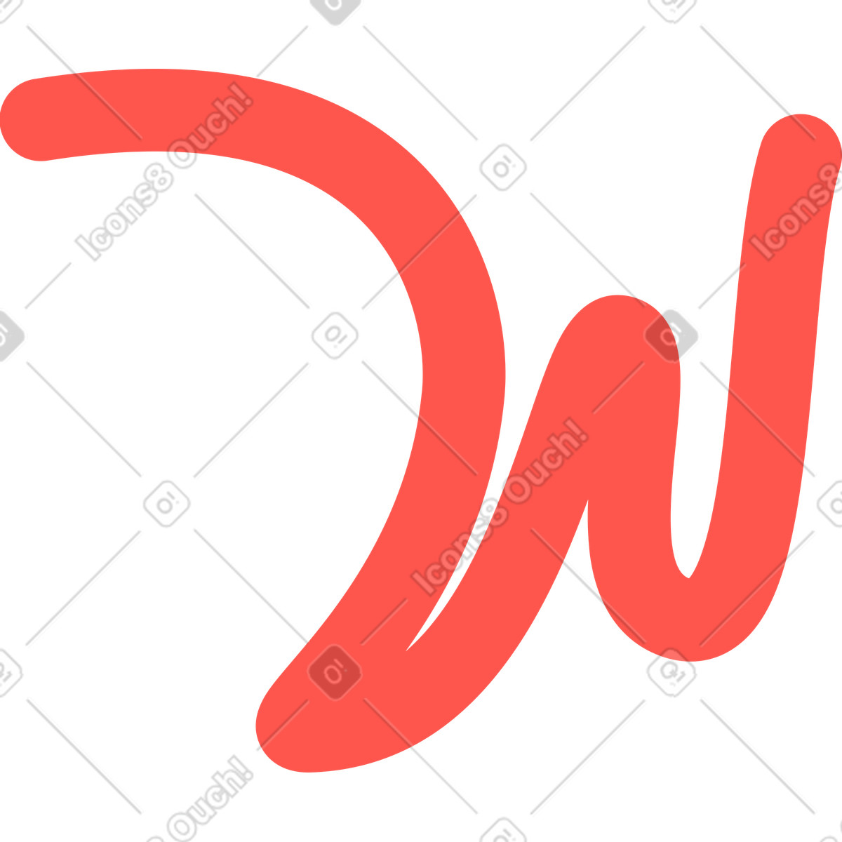 Ilustración Letra w roja en estilo Kingdom a descargar en PNG y SVG