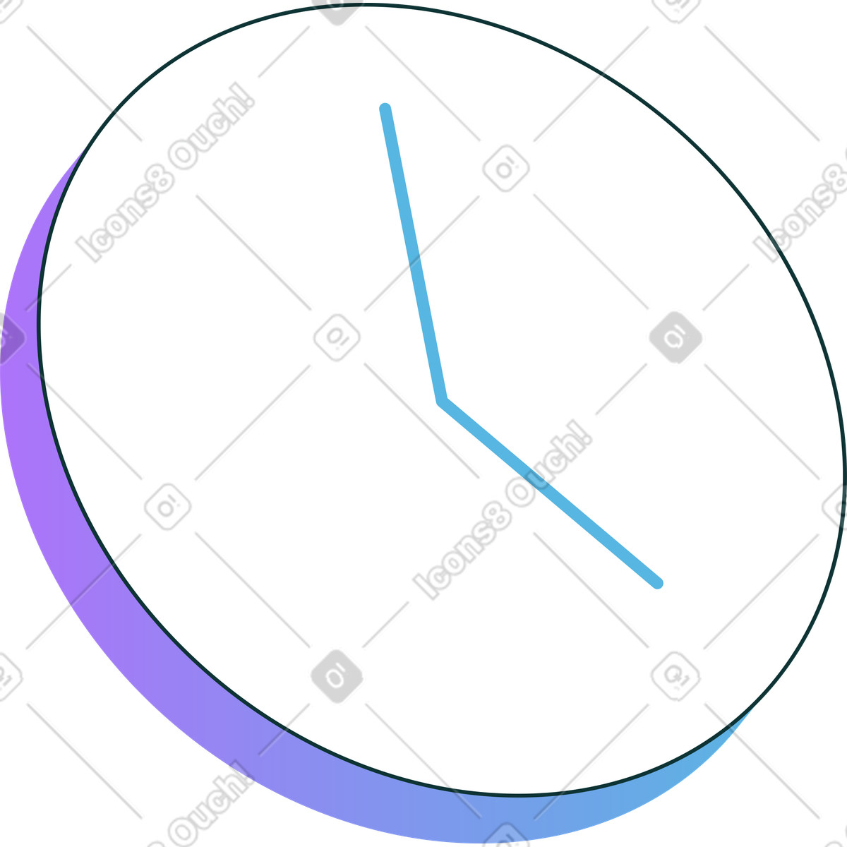 Clock illustration in Florid style download in PNG, SVG