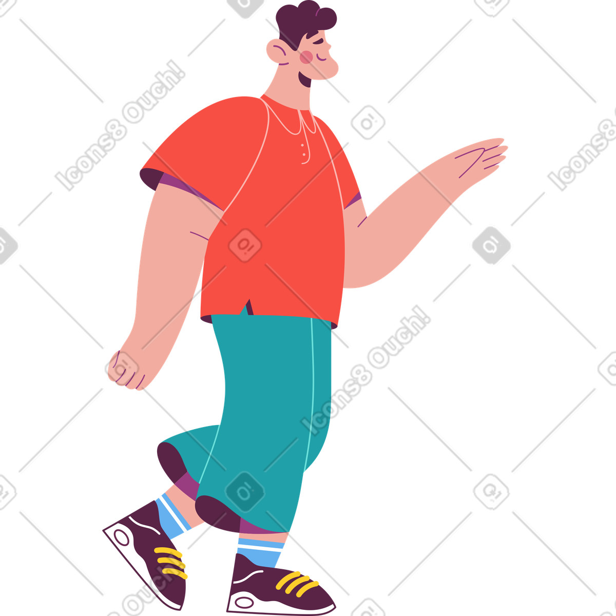 Ilustração de Homem feliz pega algo em no estilo Sammy para baixar em PNG, SVG