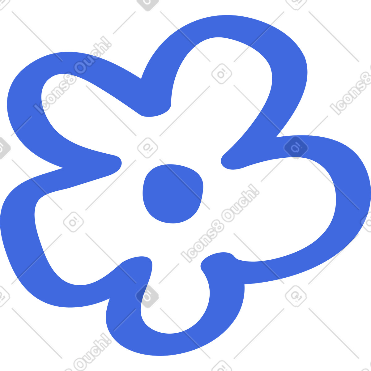 Ballpoint Pen スタイルの Flower petal outline minimal shape with rounded organic curves のイラストをPNG、SVG形式でダウンロード
