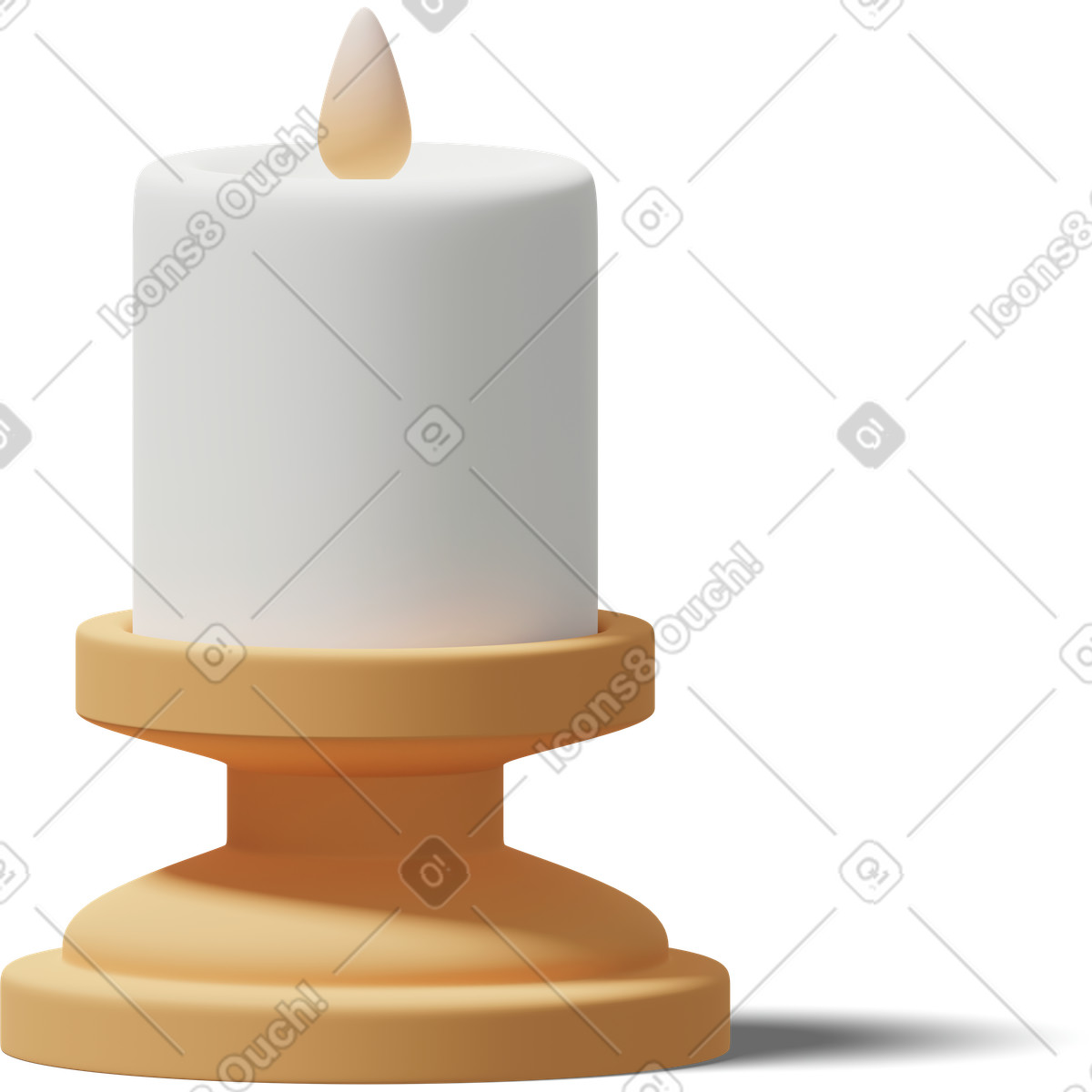 Ilustração de White burning candle in candlestick em no estilo 3D Casual life para baixar em PNG, SVG