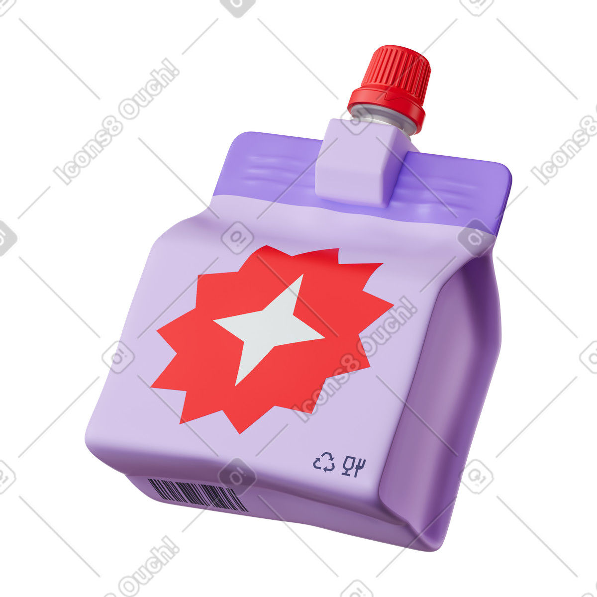 Pouch packaging with star label and screw cap illustrazione in stile 3D Stickle scarica in PNG, SVG