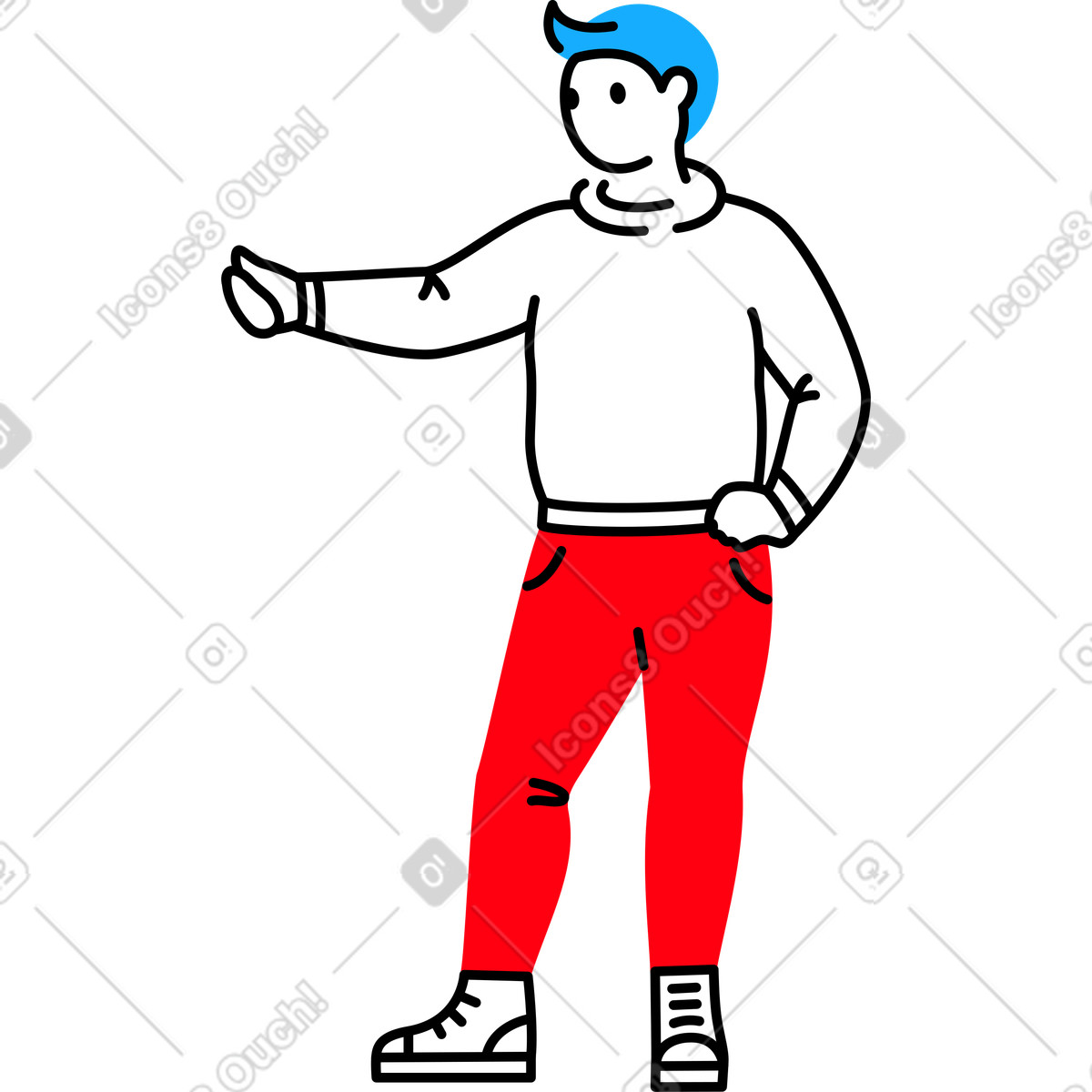 The man stretched out one arm illustration in Transistor style download in PNG, SVG