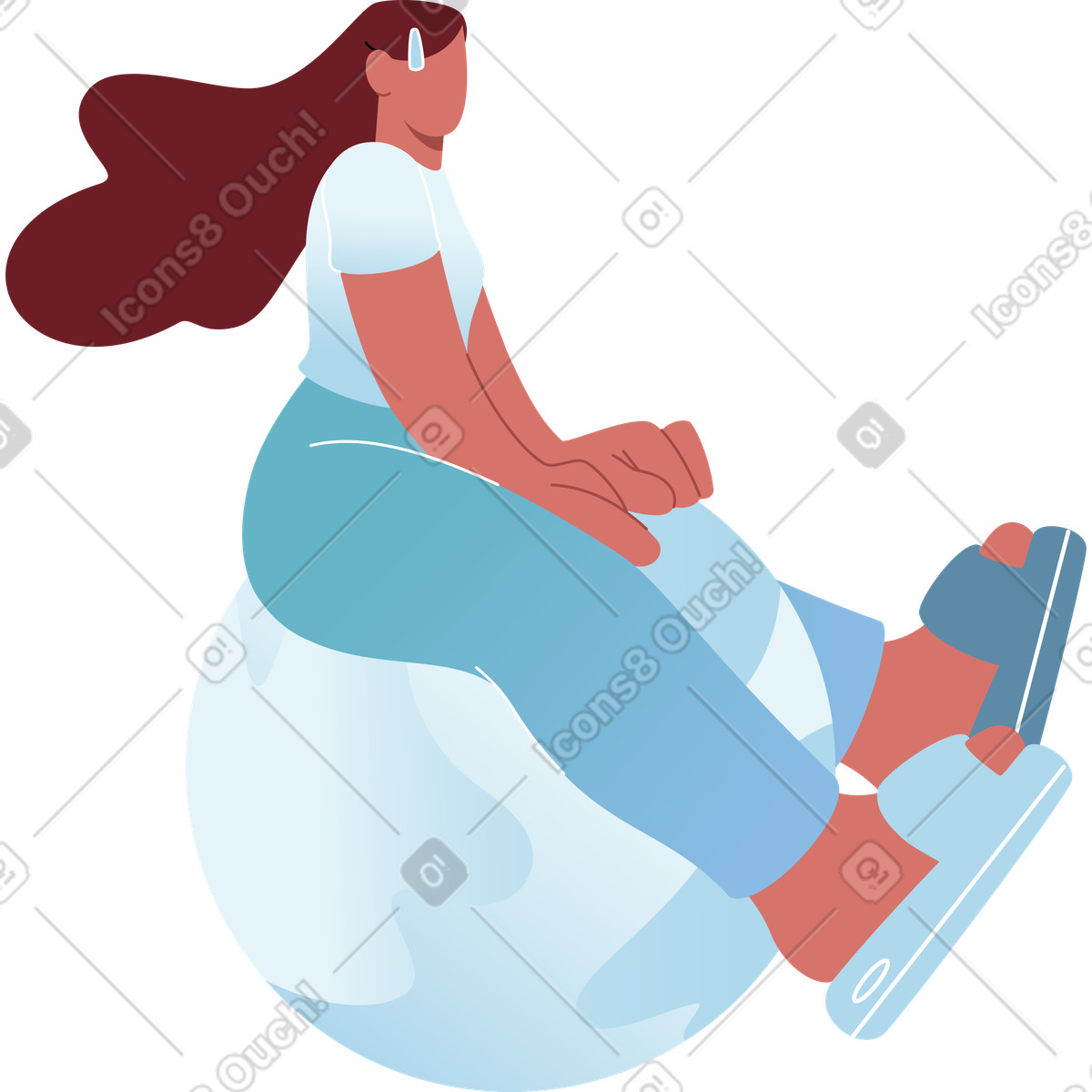 Frau auf einem ball-Illustration im Airy-Stil als Download in PNG, SVG
