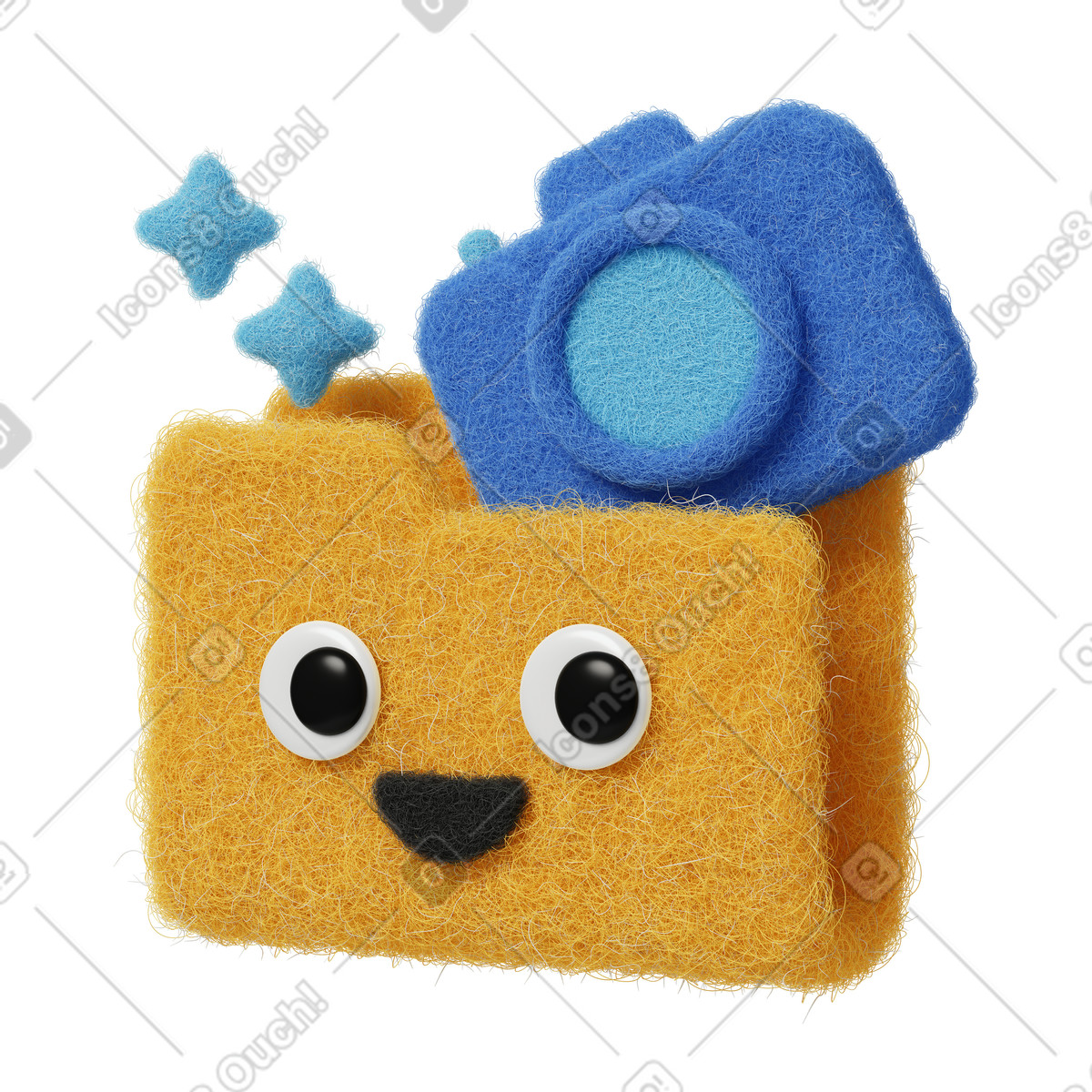 Simpatica cartella con macchina fotografica illustrazione in stile Fuzzy scarica in PNG, SVG