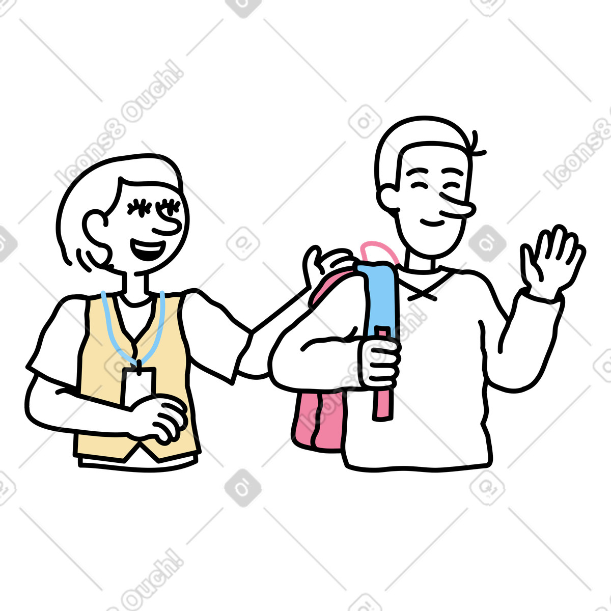 Illustration Les rh présentent un nouvel employé dans le style Notes à télécharger aux formats PNG, SVG