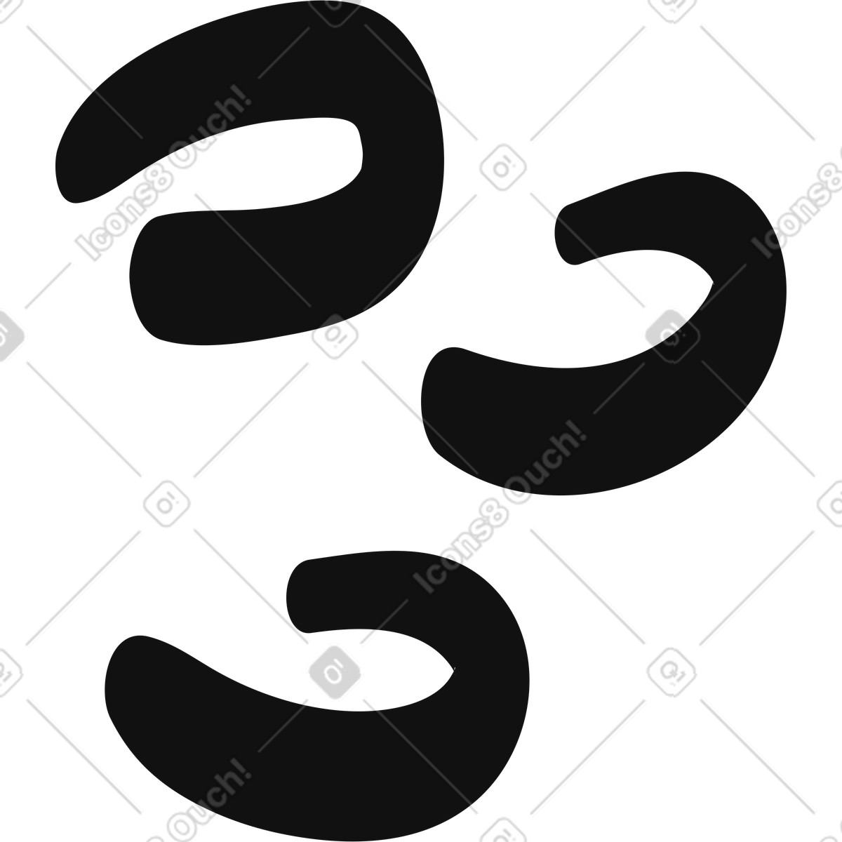 下载 风格的 Splash water droplets three bold organic blobs minimal shape 插画，支持 PNG、SVG 格式