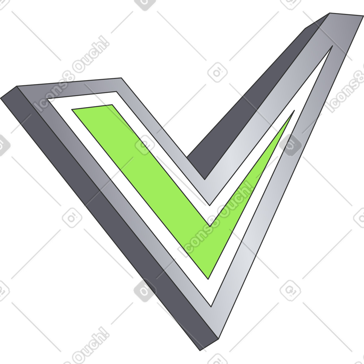 Check mark with edges illustration in Kit style download in PNG, SVG