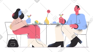 Couple eating in restaurant PNG, SVG