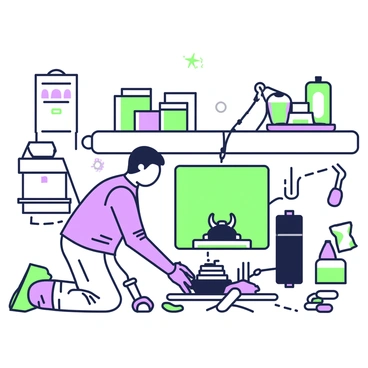 A homeowner removing an old sump pump from their basement, preparing for installation of a new one.