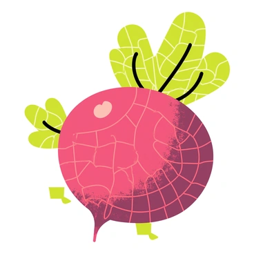 An intricate mosaic featuring a large, round beetroot at its center. The mosaic is composed of tiny, colorful tiles in various shades of red, purple, and green, carefully arranged to highlight the beetroot's texture and natural curves. There are green tiles surrounding the beetroot to represent leaves, creating a vibrant contrast against the deep colors of the beetroot. The overall composition showcases the detailed craftsmanship and artistry of the mosaic work.