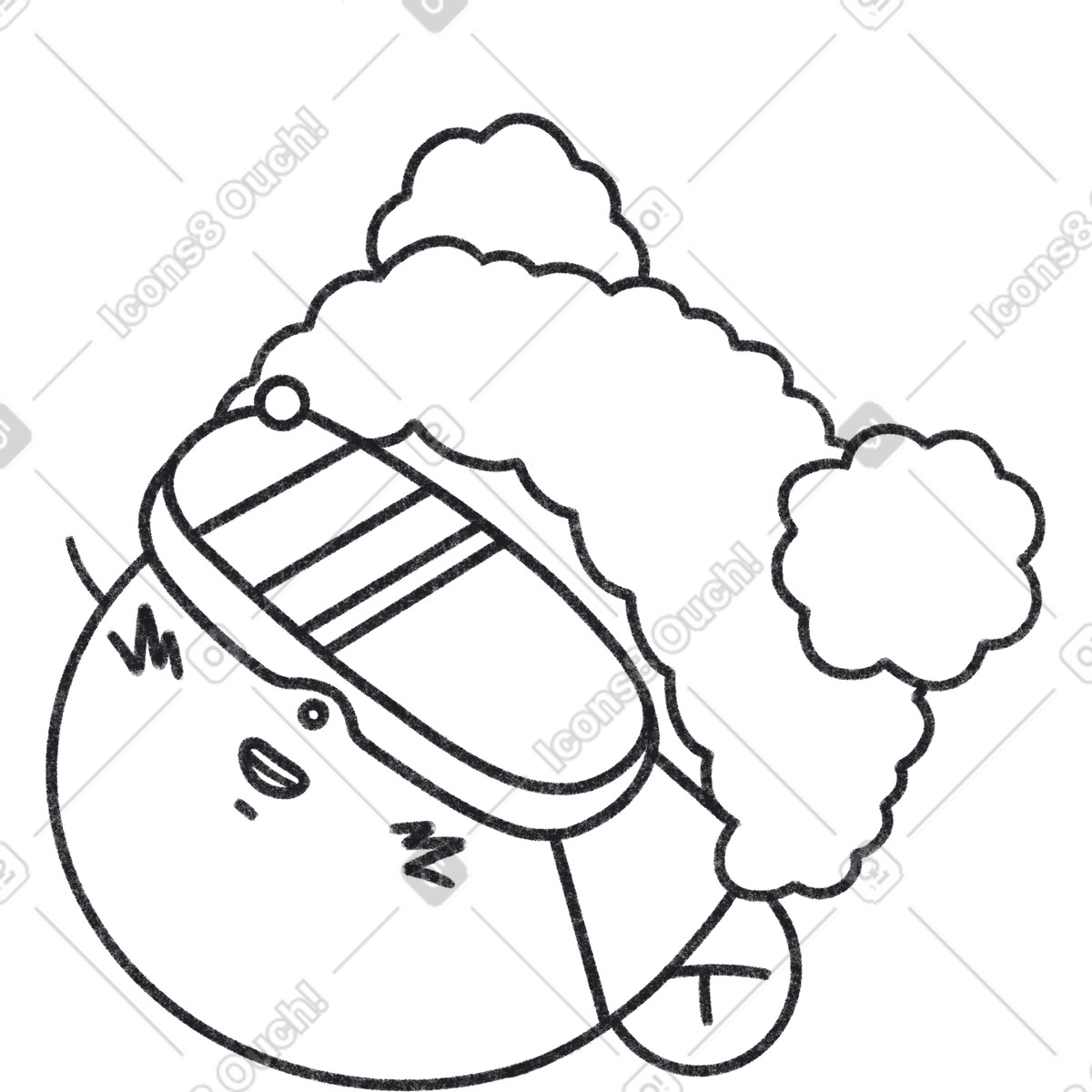 Person sleeping with curly hair and sleep mask illustrazione in stile Bonbon Line scarica in PNG, SVG