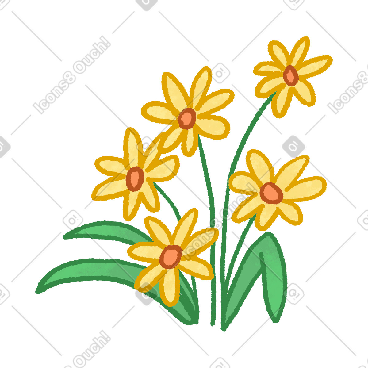 Illustration Yellow flowers dans le style Hue à télécharger aux formats PNG, SVG