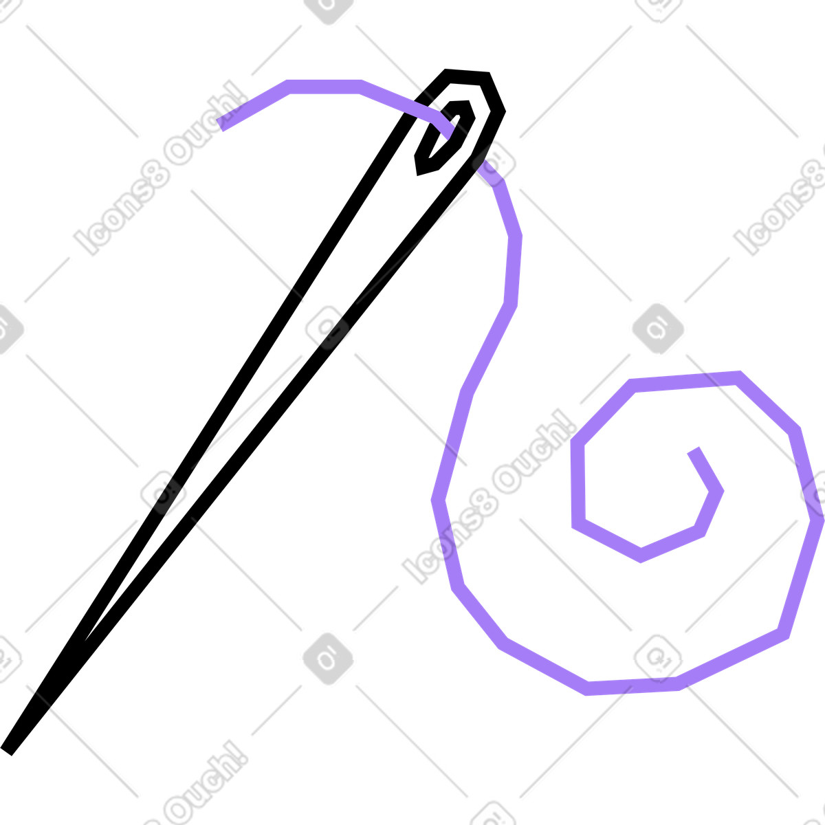 Ilustración Aguja con hilo en estilo Amethyst a descargar en PNG y SVG