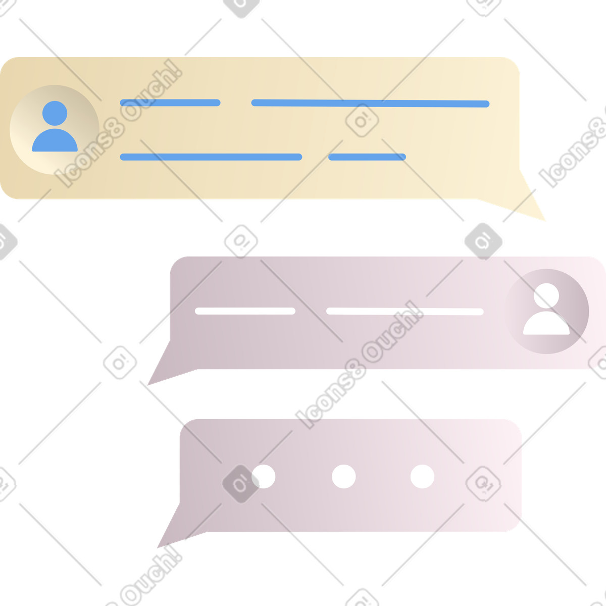 Ilustración Dialogo en el mensajero estilo Silky a descargar PNG y SVG