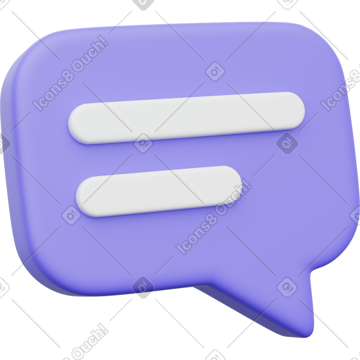 Digital violet speech bubble icon illustration in 3D Playful style download in PNG, SVG
