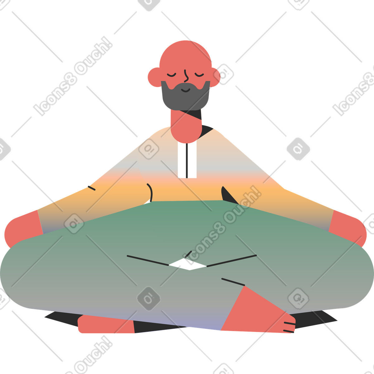 Meditating man-Illustration im Marginalia-Stil als Download in PNG, SVG