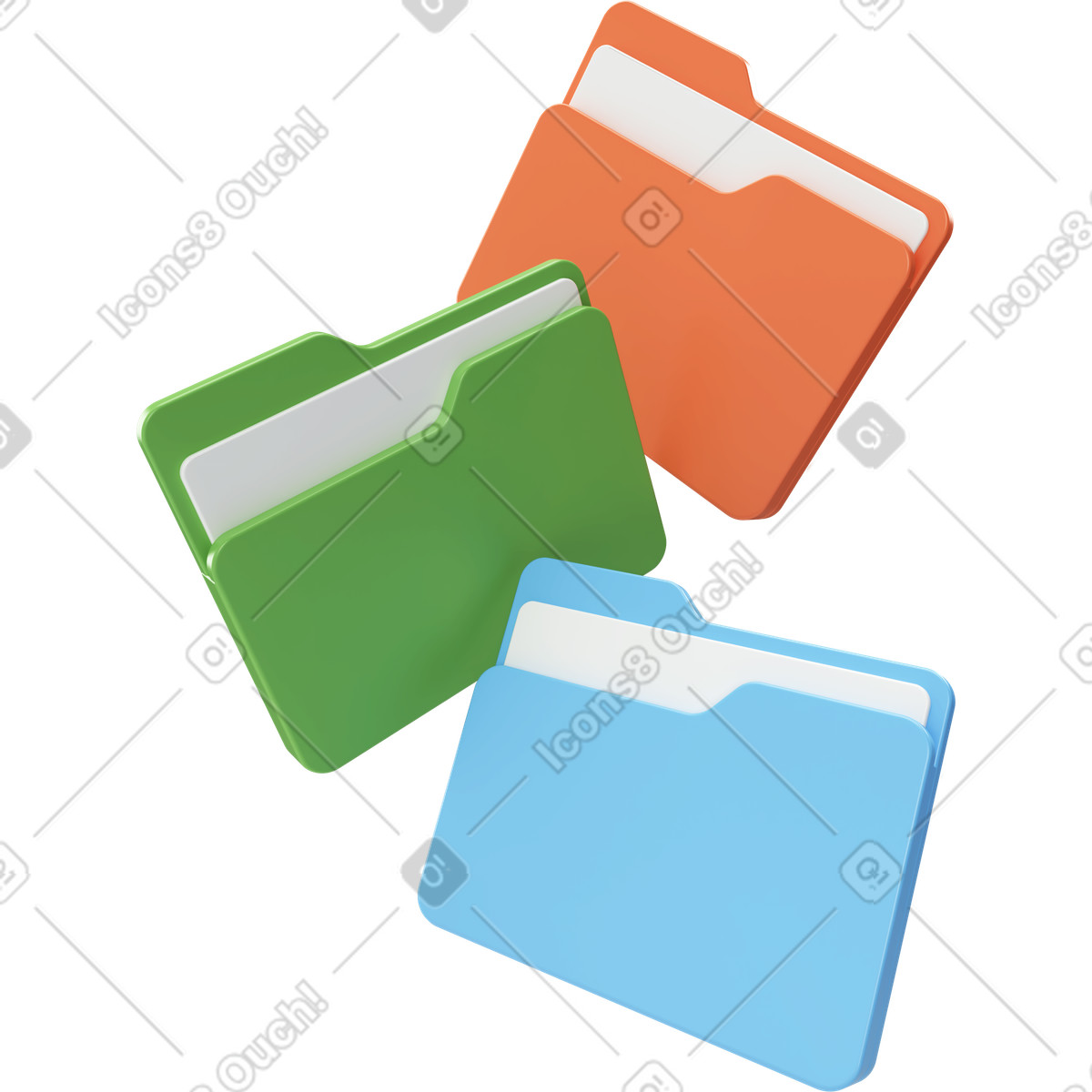 Ordner mit dokumenten-Illustration im 3D Corporate-Stil als Download in PNG, SVG
