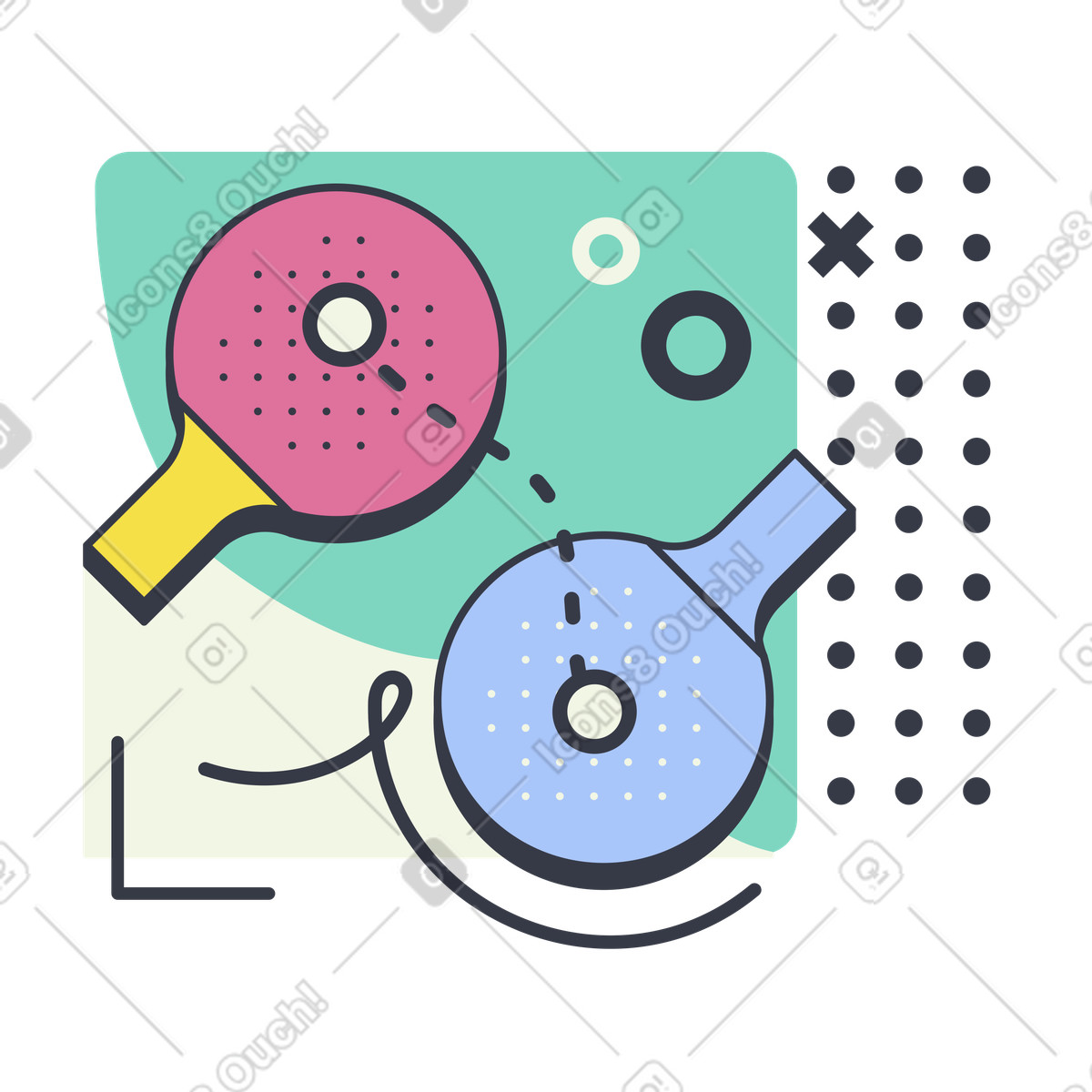 Rackets for a game of table tennis illustration in Abstract style download in PNG, SVG