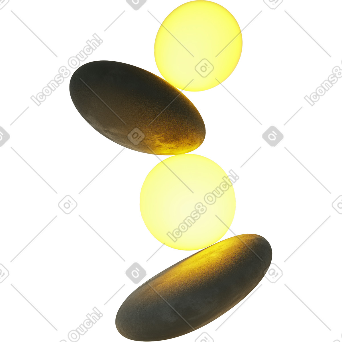 Abstract 3d sculpture made of glowing balls and stones illustration in Experimental style download in PNG, SVG