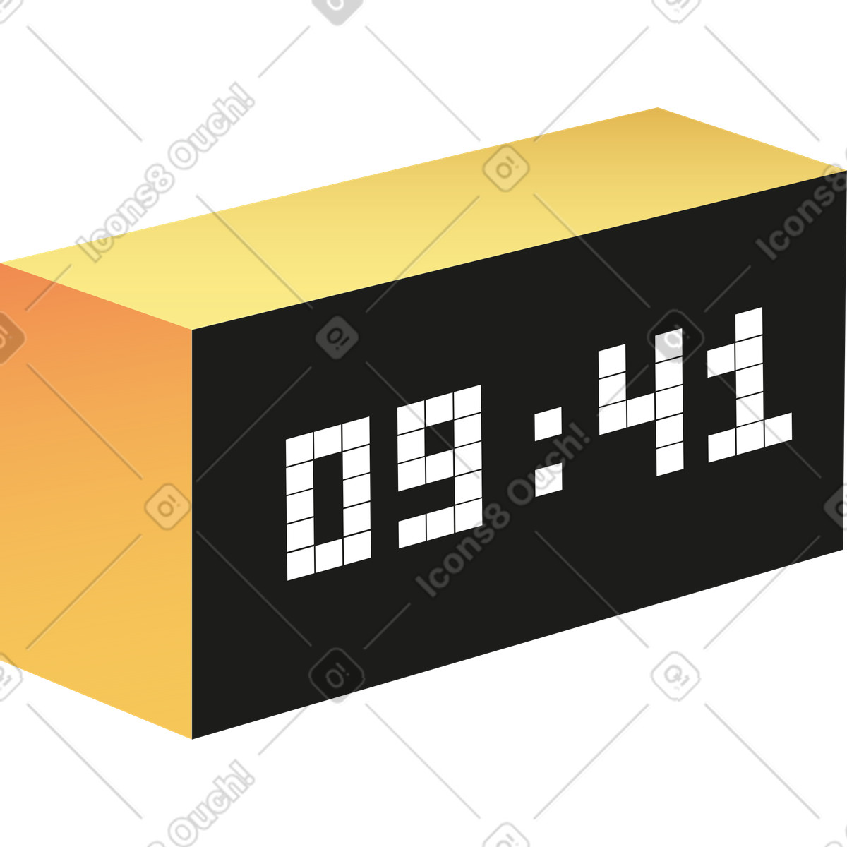 Digital clock illustration in Levels style download in PNG, SVG