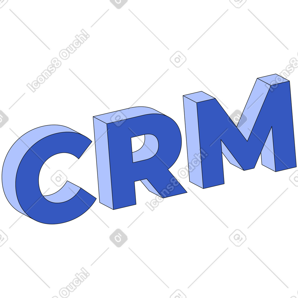 Ilustração de Letras texto crm em no estilo Techny para baixar em PNG, SVG