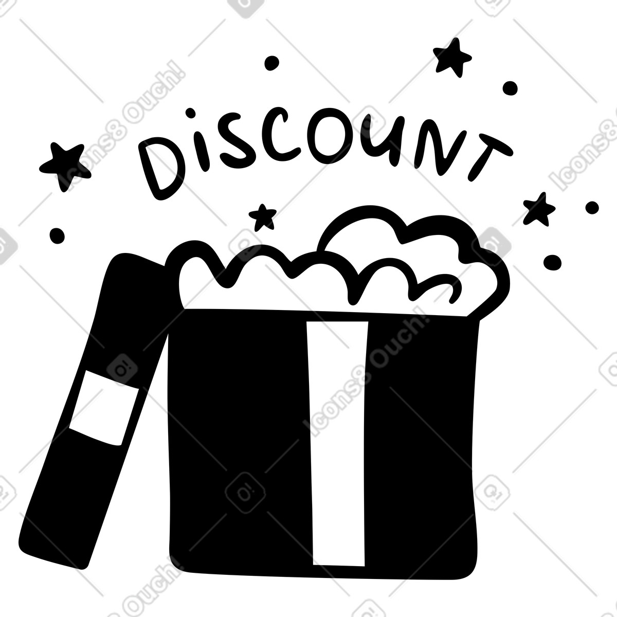 Surprise gift with discount offer illustration in Journal style download in PNG, SVG