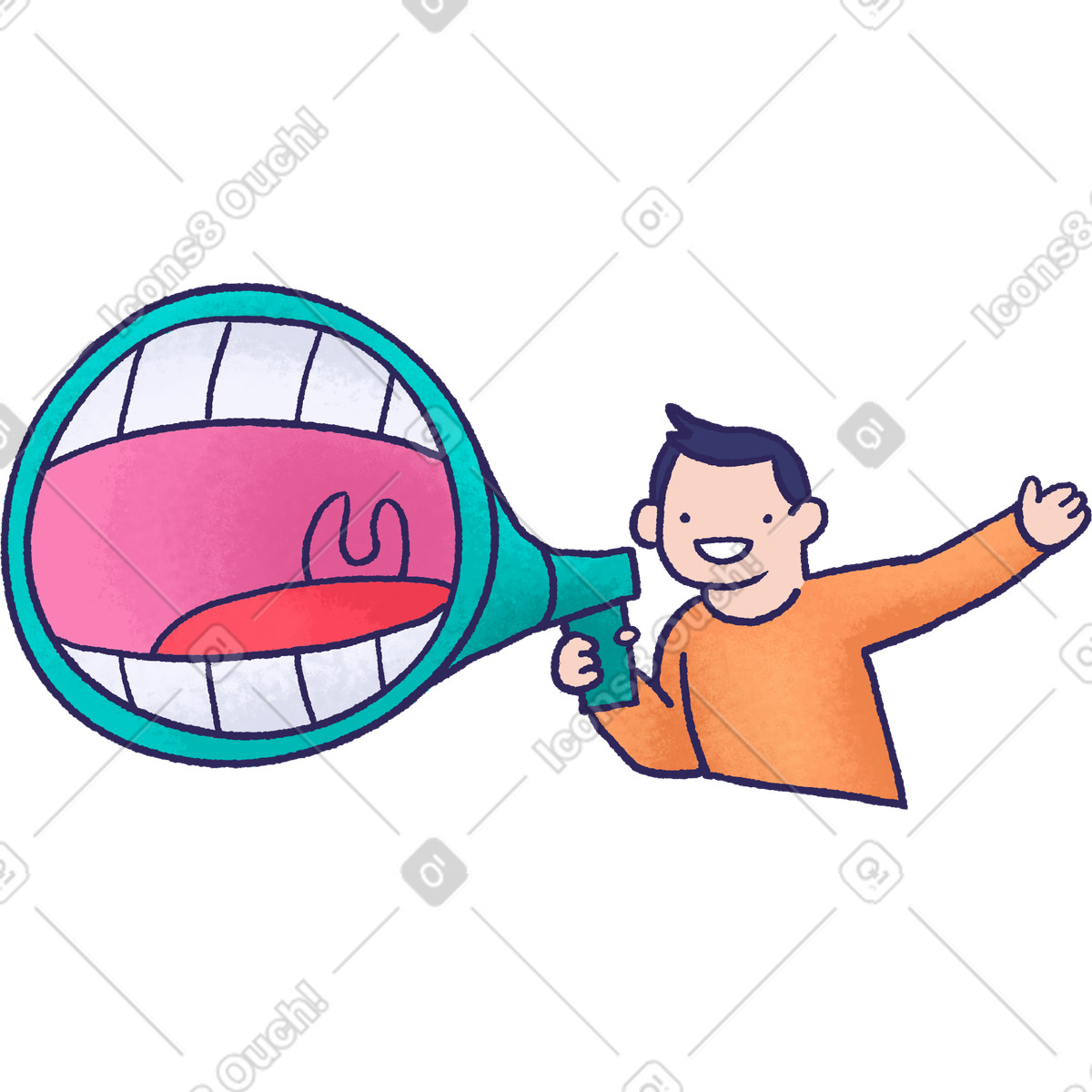 Illustration Character with megaphone dans le style Hue à télécharger aux formats PNG, SVG