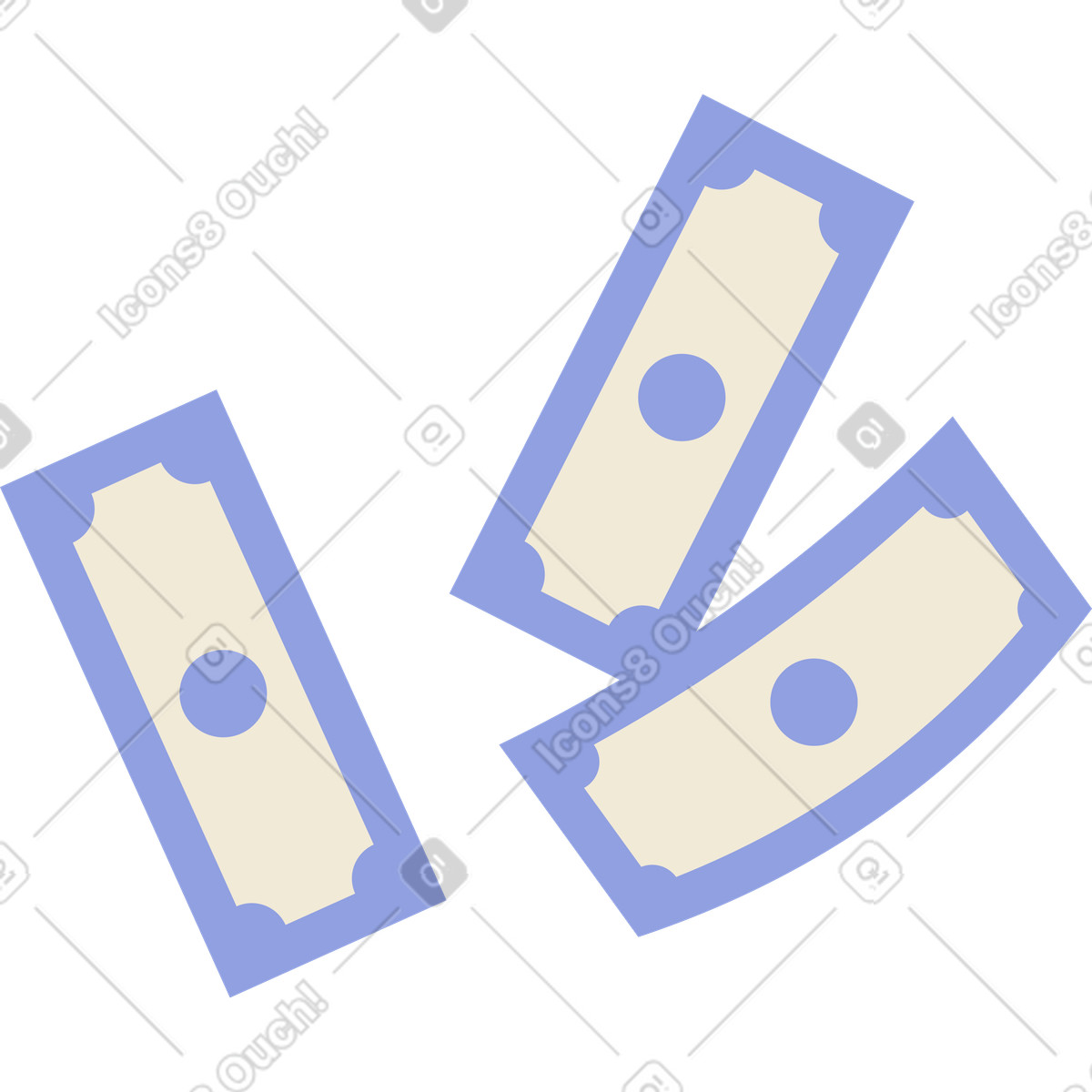 Three banknotes illustration in Juicy style download in PNG, SVG