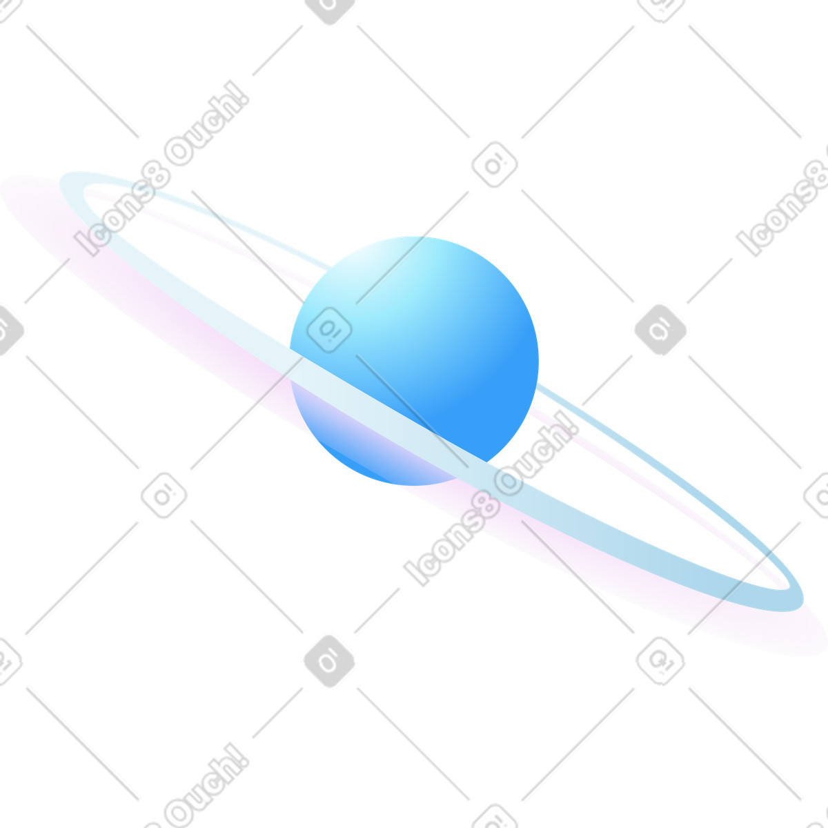 Ilustración Planeta azul con anillos en estilo Airy a descargar en PNG y SVG