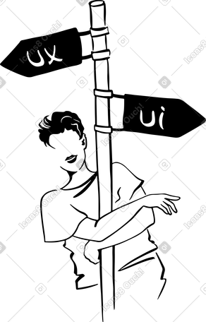 Женщина обнимает указатель ux-ui дизайн в PNG, SVG