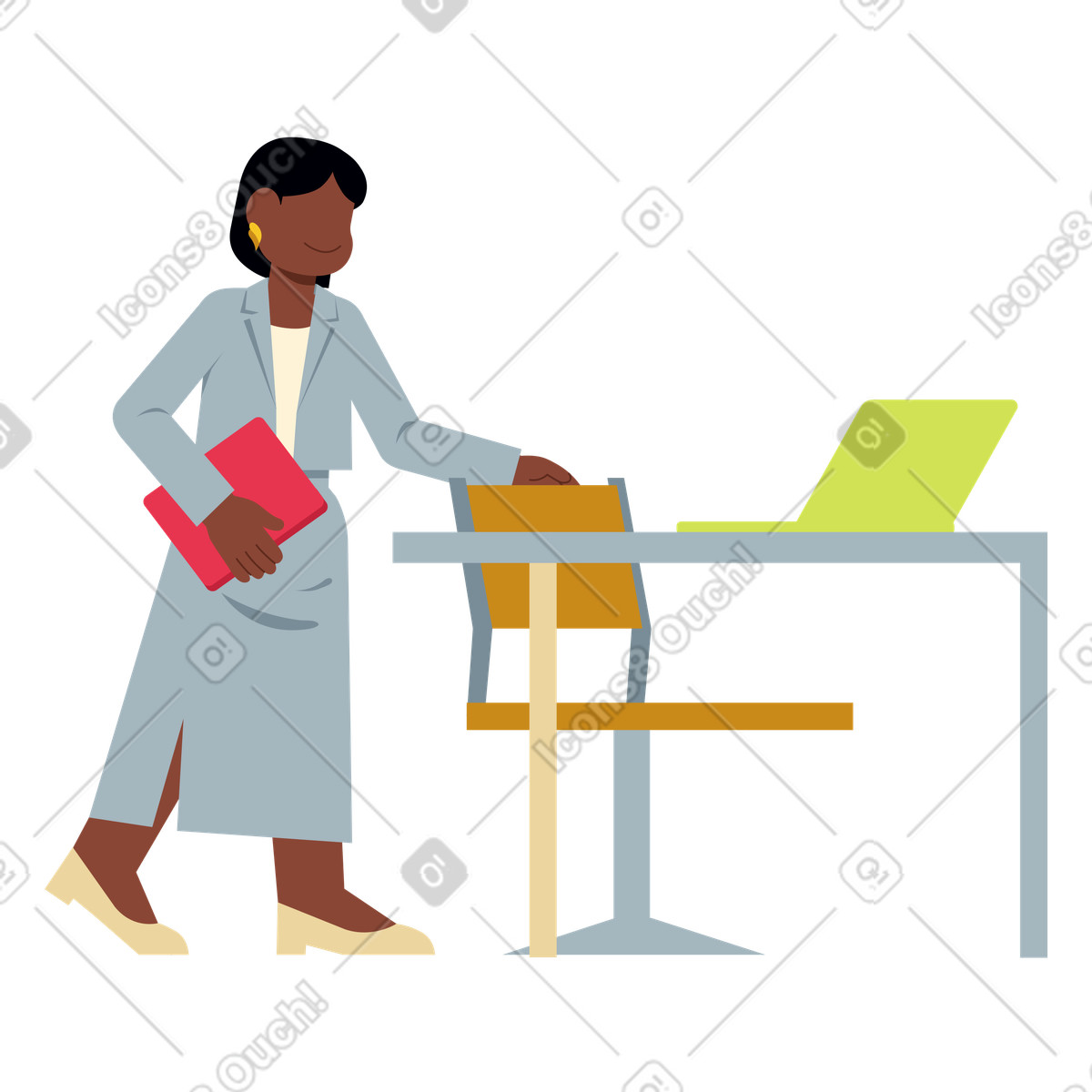 下载 Catchy 风格的 工作场所的女商人 插画，支持 PNG、SVG 格式