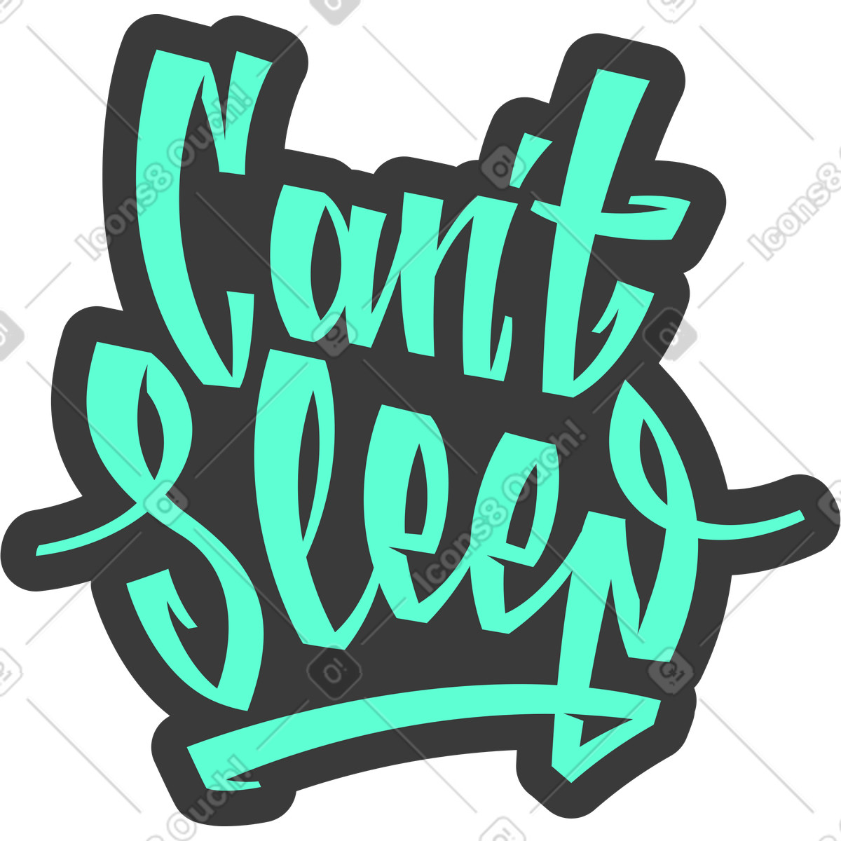Illustration Le lettrage ne peut pas dormir texte dans style Lettering à télécharger aux formats PNG, SVG