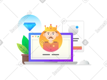 Computer screen with a king on it PNG, SVG