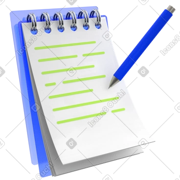 Spiral bound writing pad with pen PNG, SVG