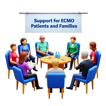 A support group meeting for ECMO patients and their families sharing experiences