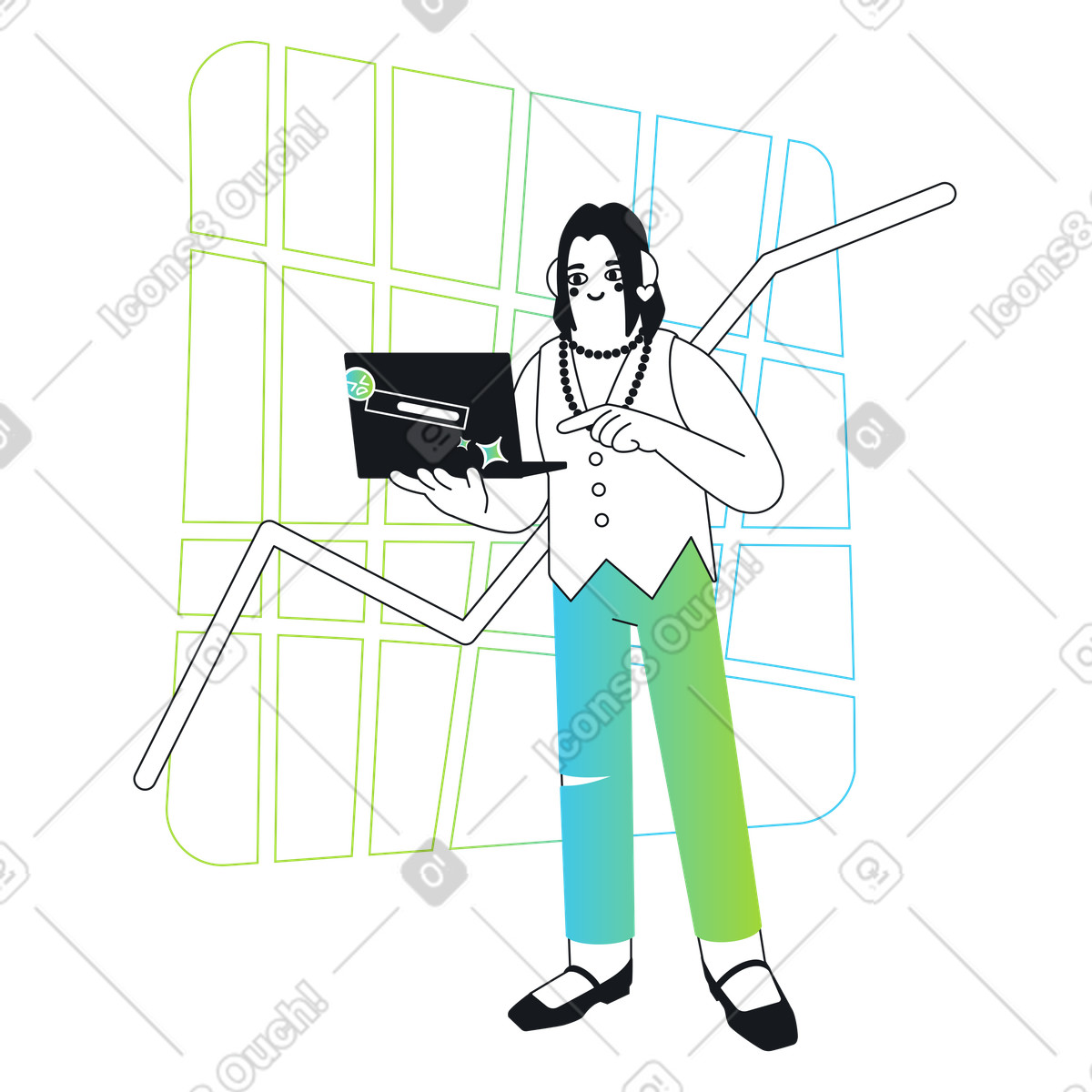 Ilustração de Businesswoman analyzing statistics, Business analytics and financial presentation em no estilo Breeze para baixar em PNG, SVG