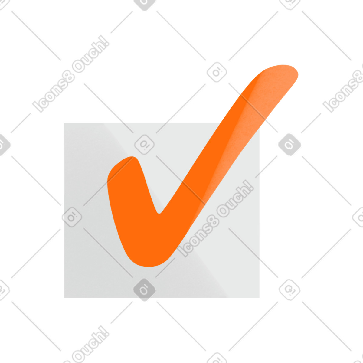 Ilustración Gray box with orange check mark en estilo Shine a descargar en PNG y SVG