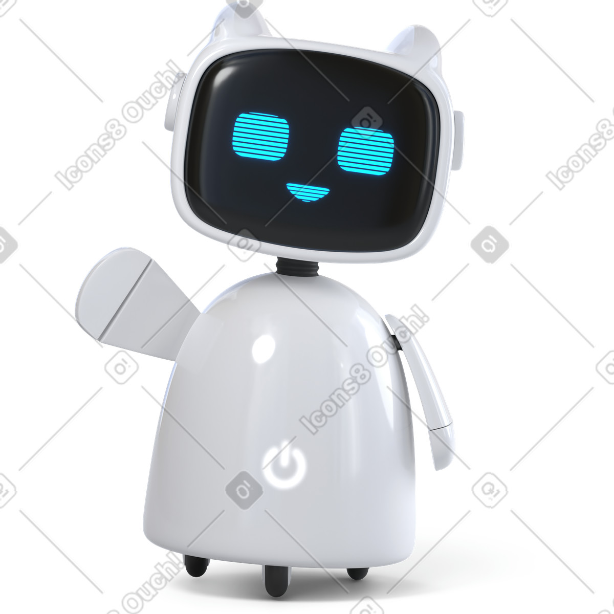 Assistente robot felice che saluta illustrazione in stile 3D Business scarica in PNG, SVG