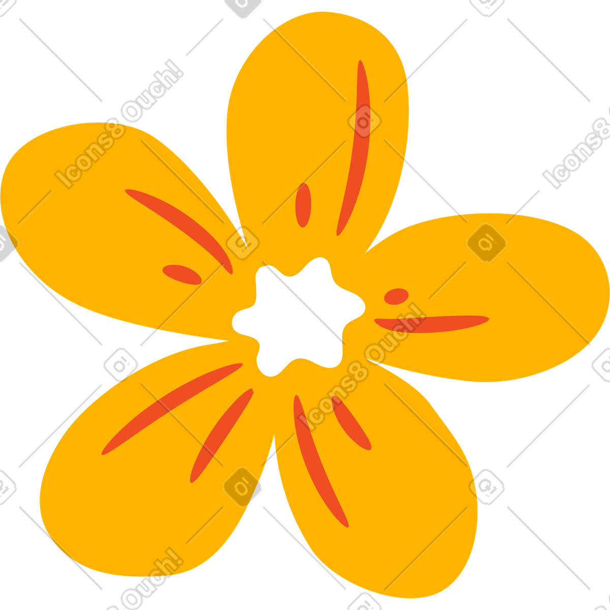 Yellow spring wildflower bloom with streak details illustration in Flame style download in PNG, SVG