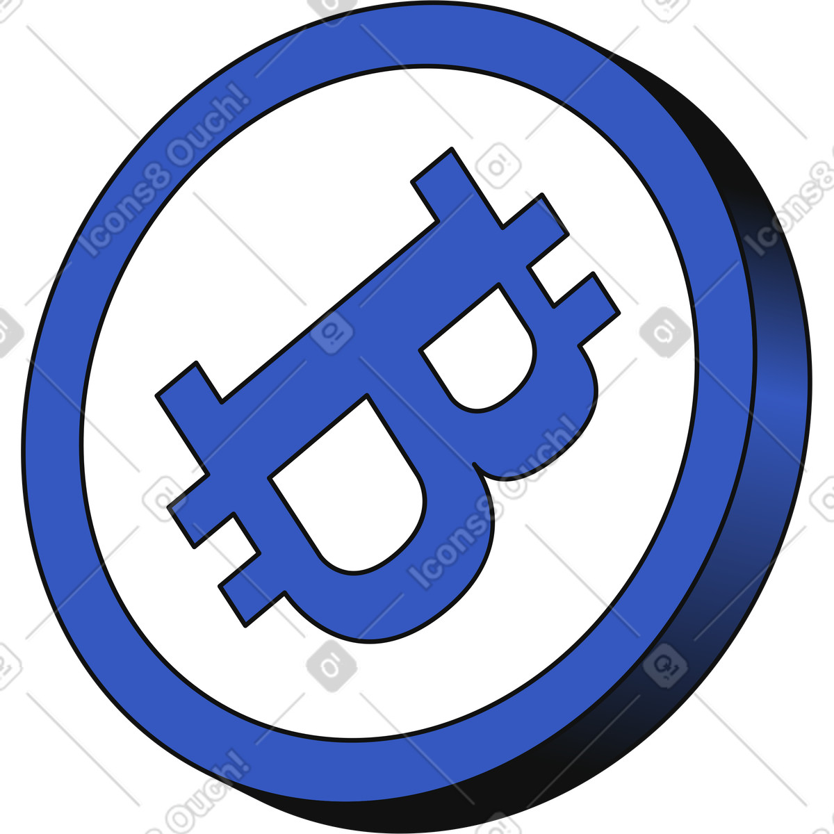 Ilustración Moneda bitcoin oscura en estilo Techny a descargar en PNG y SVG