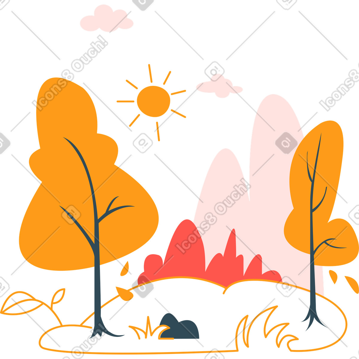 Illustration L'automne dans le style Kingdom à télécharger aux formats PNG, SVG