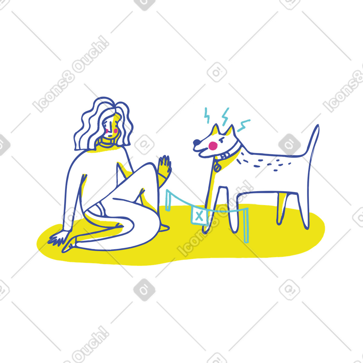 Ilustración Angry guard dog blocking the path, Bad gateway concept en estilo Lime a descargar en PNG y SVG