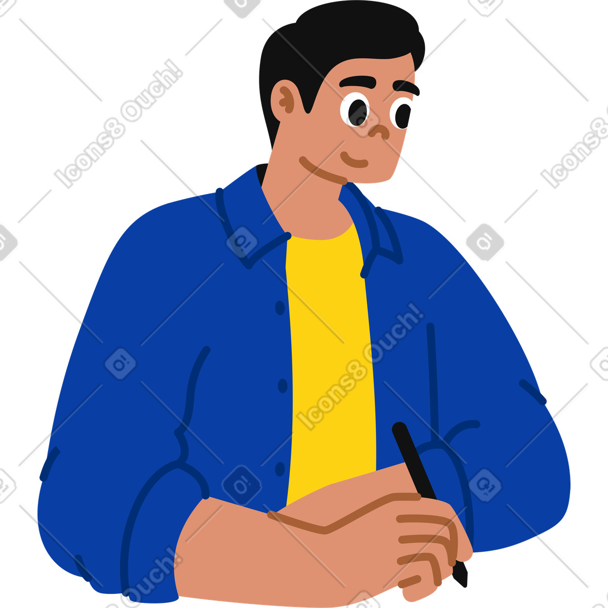 Mann mit stift-Illustration im Active-Stil als Download in PNG, SVG